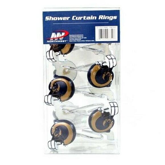 NFL Los Angeles Rams 12 pc Shower Curtain Rings Hooks Team Logo Bath - Picture 1 of 3